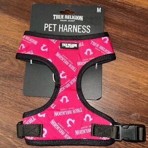 True Religion Medium Dog Harness Pink Spell Out Logo NEW